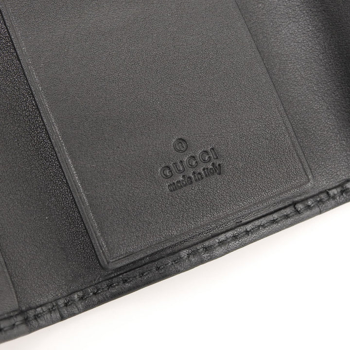 極美品▲GUCCI グッチ 181680 グッチシマ インターロッキングG 6連 レザー キーケース ブラック シルバー金具 箱付き イタリア製 メンズ