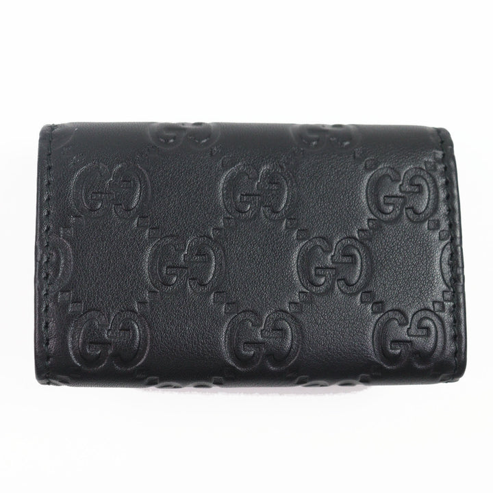 極美品▲GUCCI グッチ 181680 グッチシマ インターロッキングG 6連 レザー キーケース ブラック シルバー金具 箱付き イタリア製 メンズ