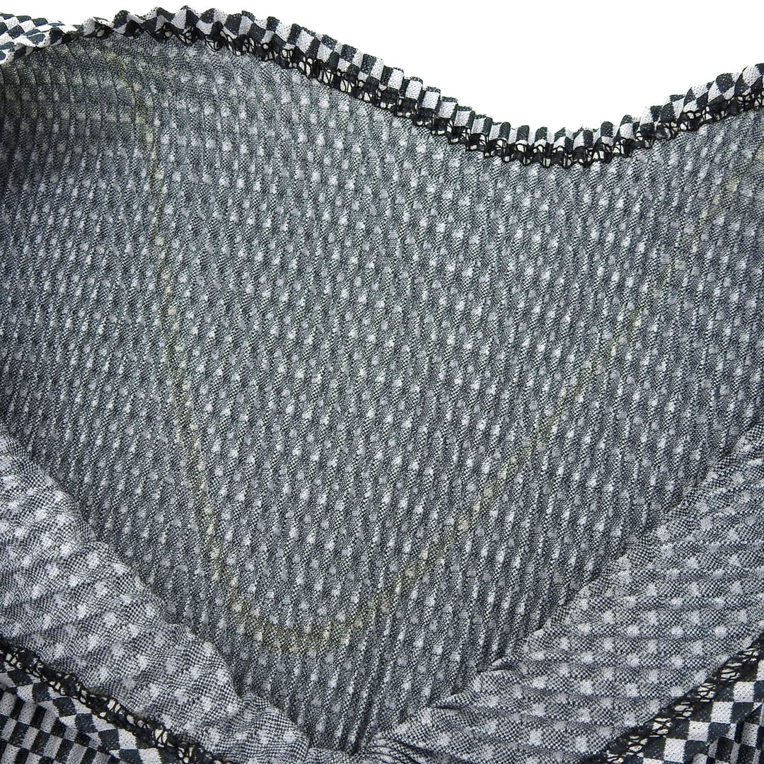 美品▲PLEATS PLEASE プリーツプリーズ イッセイミヤケ PP51-JT473 ブロックチェック 半袖カットソー ブラック ホワイト 3 日本製 正規品