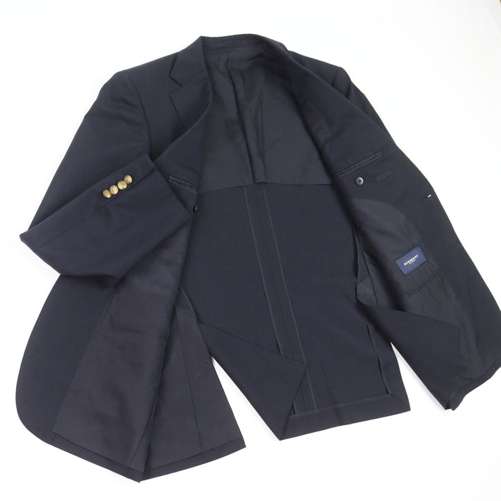 良品▲BURBERRY LONDON バーバリーロンドン モヘア混 ロゴメタルボタン シングル スーツ ネイビー 98-88-175 日本製 正規品 メンズ