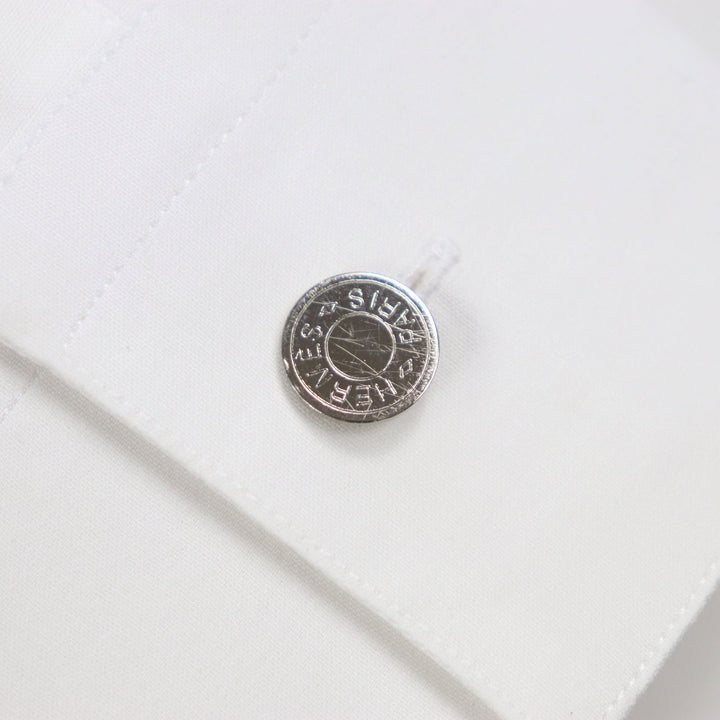 極美品▼HERMES エルメス モザイクジャイアント コットン100% セリエボタン バックプリント 長袖シャツ ホワイト マルチ 40 仏製 メンズ