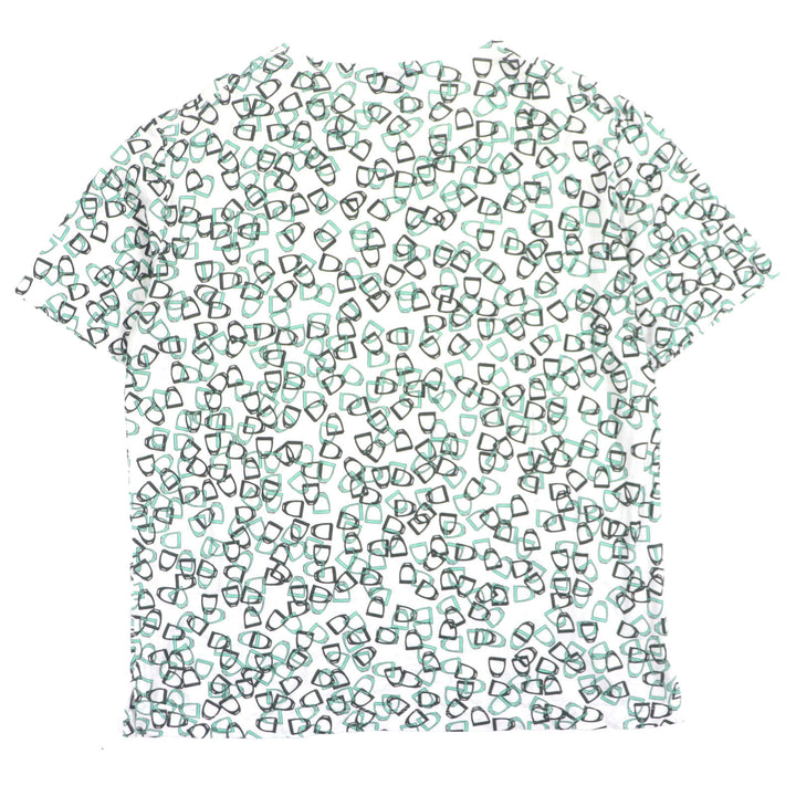 美品▼HERMES エルメス シェーヌダンクルプリント クルーネック ショートスリーブ 半袖Ｔシャツ ホワイト グリーン M イタリア製 メンズ