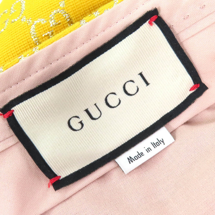 極美品△GUCCI グッチ 20AW 627877 ウール シルク GGジャガード フレアパンツ ベルボトム トラウザー イエロー シルバー 36 伊製 正規品