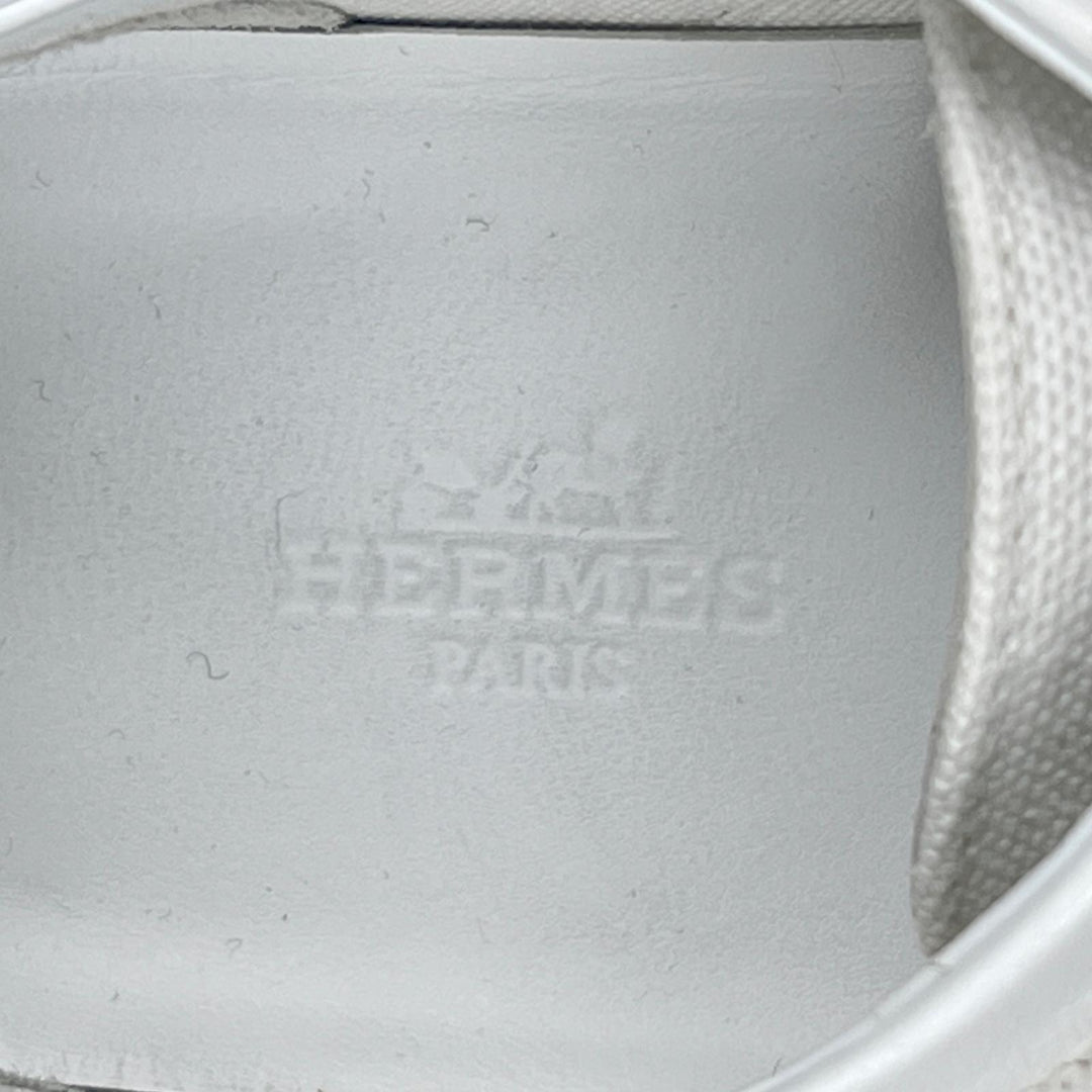 美品▲HERMES エルメス 2024年製 241180Z イノサン キャンバス ロゴ刺繍 パッチ ローカットスニーカー 白 37 レディース 定価127600円