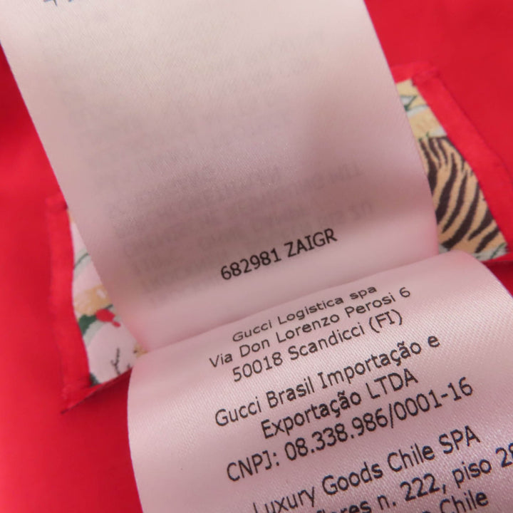 極美品☆GUCCI グッチ 22SS 682981 TIGER コットン100％ GG柄 大判 コート レッド ブラウン 40 ハンガー付 イタリア製 正規品 レディース