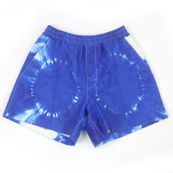 未使用品□LOUIS VUITTON ルイヴィトン 23SS Amen Break LVロゴ金具 タイダイ柄 レザーショートパンツ ブルー S イタリア製 正規品