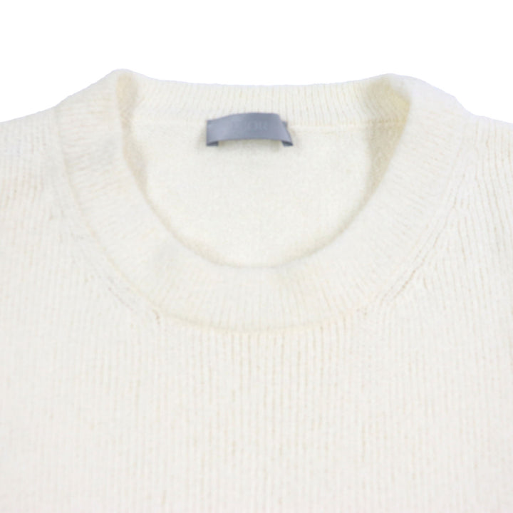 極美品▼DIOR ディオール オム 313M657AT498 ERL クルーネック ラビットパッチ ロゴ刺繍 ニットセーター アイボリー M 正規品 メンズ
