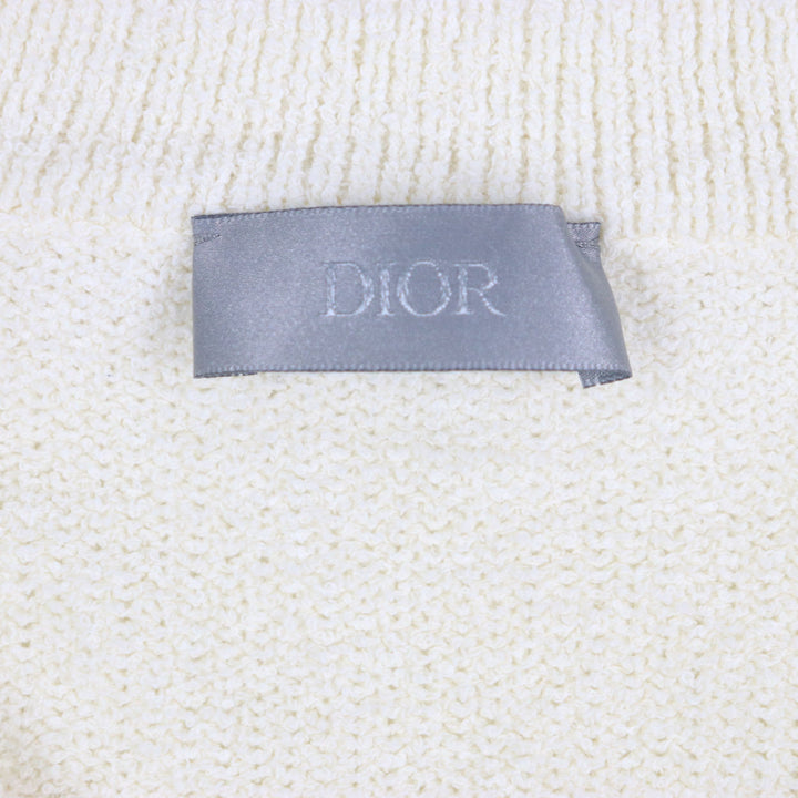 極美品▼DIOR ディオール オム 313M657AT498 ERL クルーネック ラビットパッチ ロゴ刺繍 ニットセーター アイボリー M 正規品 メンズ