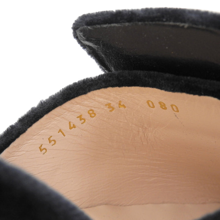 未使用品▲GUCCI グッチ 551438 Gマークビジュー付き SOFTY VELVET ベロア ミュール ブラック 34 箱・保存袋付き 伊製 レディース