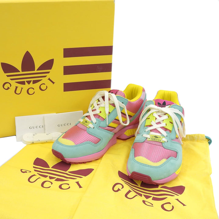 未使用品▲GUCCI×adidas グッチ×アディダス 722212 TORSION ZX8000 スウェードレザー スニーカー ピンク マルチ 22.5 箱・保存袋付き