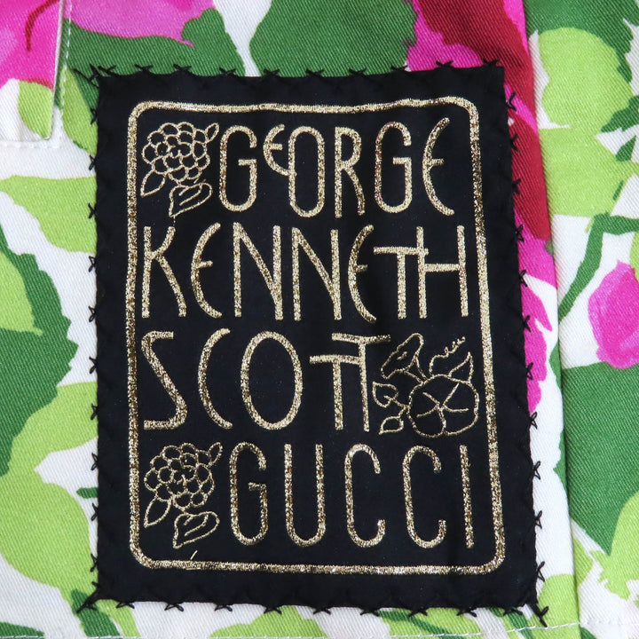 極美品△GUCCI Ken Scott グッチ ケンスコット 650618 コットン ローズプリント ハーフジップ フード付 アノラック パーカー XXXS 正規品