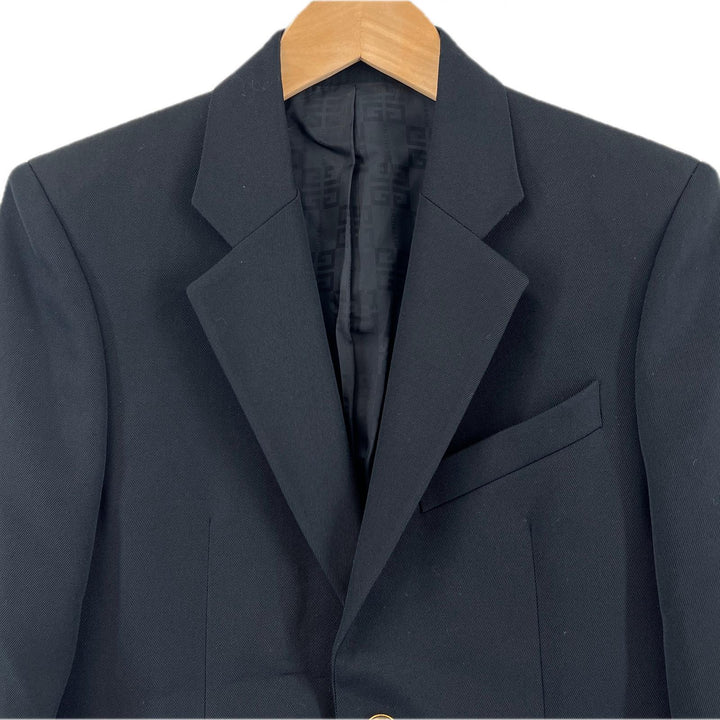 美品▲GIVENCHY ジバンシィ BM305S11YE ウール混 ロゴボタン シングル テーラードジャケット ブラック 46 ブルガリア製 正規品 メンズ