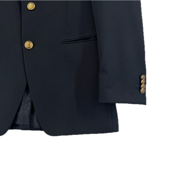 美品▲GIVENCHY ジバンシィ BM305S11YE ウール混 ロゴボタン シングル テーラードジャケット ブラック 46 ブルガリア製 正規品 メンズ