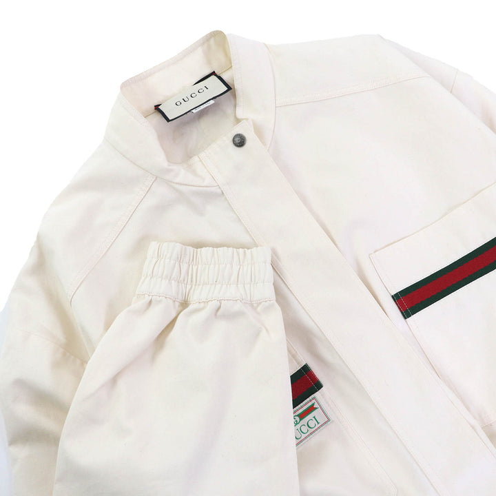 極美品△GUCCI グッチ 610065 コットン100% LE ROSE DI ELIOGABALO ウェブライン ロゴ オールインワン ツナギ オーバーオール L 正規品