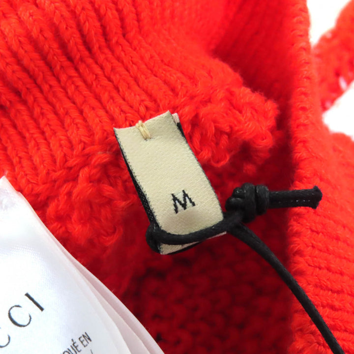 未使用品△GUCCI×adidas グッチ×アディダス 693835 リネン コットン トレフォイル刺繍入り ニット ショートパンツ レッド M 伊製 正規品
