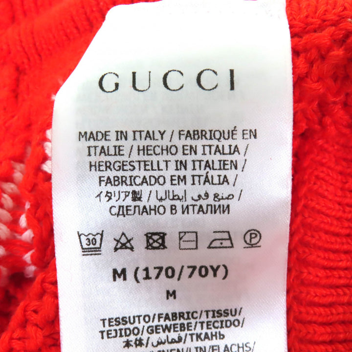 未使用品△GUCCI×adidas グッチ×アディダス 693835 リネン コットン トレフォイル刺繍入り ニット ショートパンツ レッド M 伊製 正規品