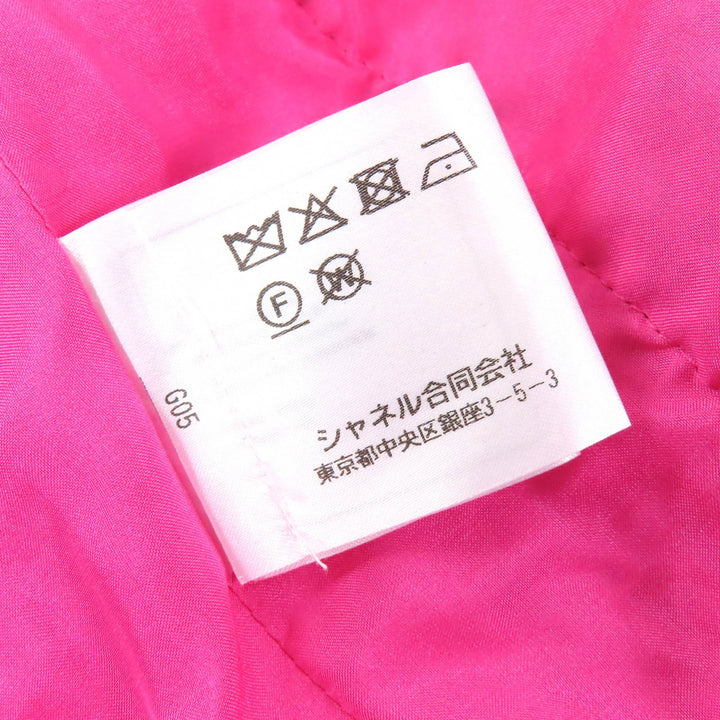 極美品△CHANEL シャネル P70041 ココマーク金ボタン コットン ツイード ノーカラージャケット ピンク 36 フランス製 正規品 レディース