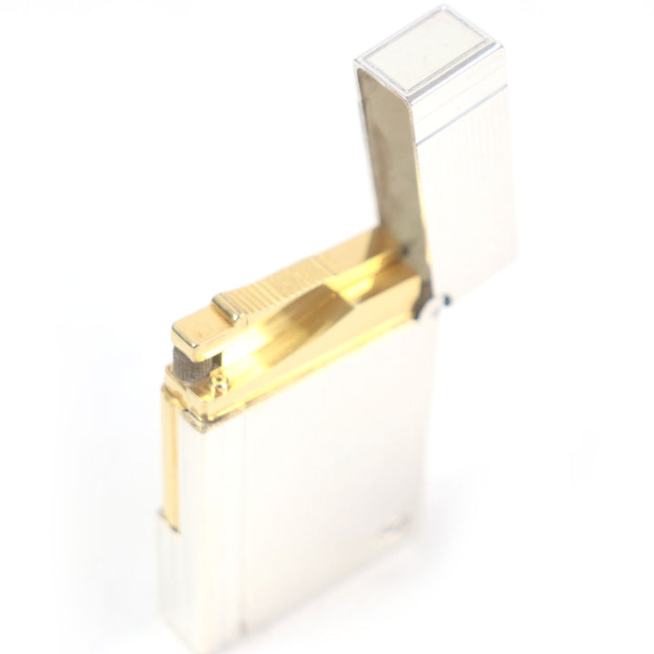 外装美品□Dupont デュポン ギャッツビー ダイヤモンドヘッド 喫煙具 ガスライター シルバー ゴールド フランス製 メンズ 着火不可