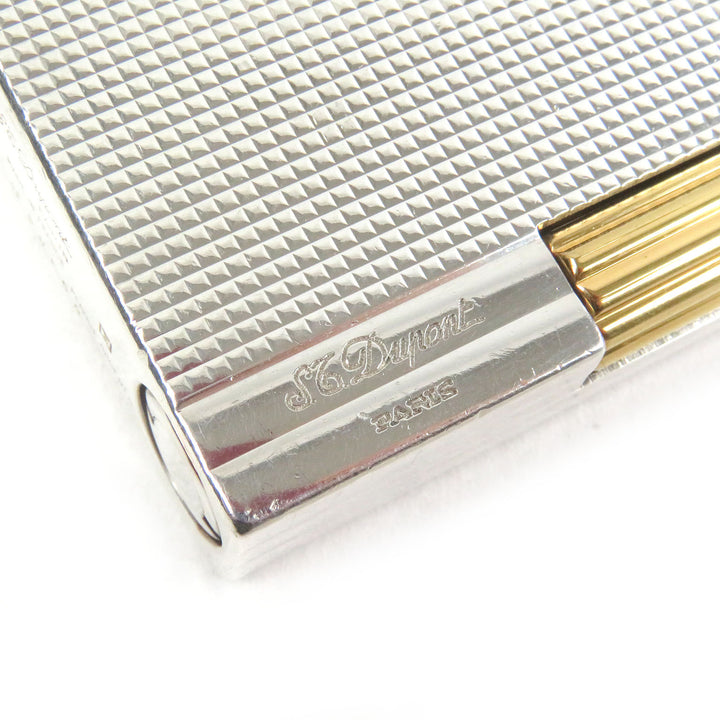 外装美品□Dupont デュポン ギャッツビー ダイヤモンドヘッド 喫煙具 ガスライター シルバー ゴールド フランス製 メンズ 着火不可