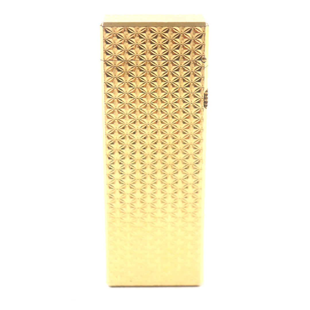 美品▼Dunhill ダンヒル スクエア 総柄 ロゴ付き ローラー式 ガスライター ゴールド スイス製 メンズ 着火確認済み