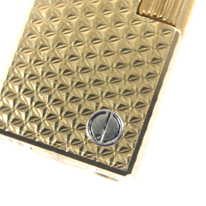 美品▼Dunhill ダンヒル スクエア 総柄 ロゴ付き ローラー式 ガスライター ゴールド スイス製 メンズ 着火確認済み