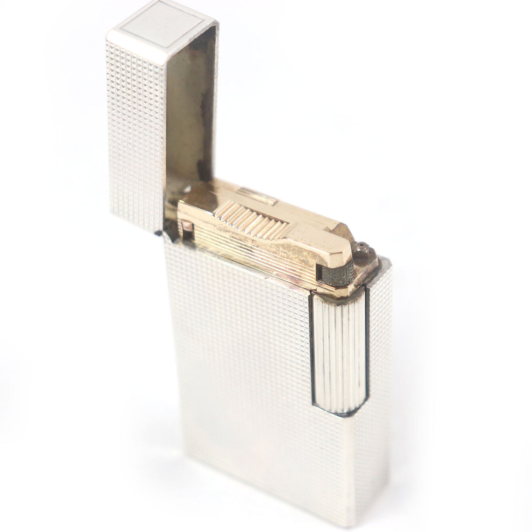 外装美品□Dupont デュポン ライン1 ロング ダイヤモンドヘッド スクエア 喫煙具 ガスライター シルバー フランス製 メンズ 着火不可
