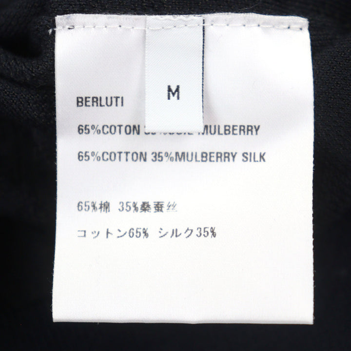 美品○BERLUTI ベルルッティ R24KRL150YWCC シルク35% カリグラフィ クルーネック セーター ニット ネイビー系 M 伊製 正規品 メンズ