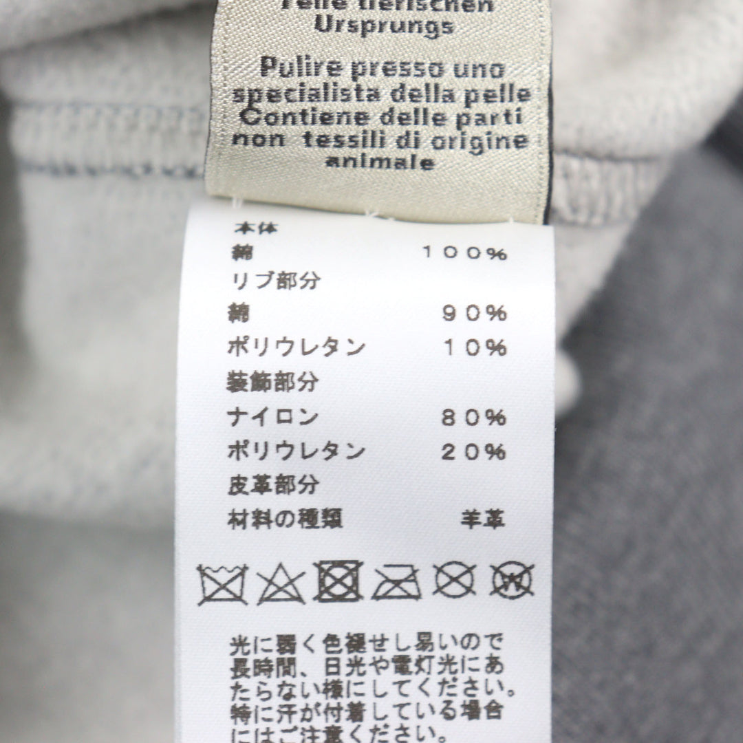 極美品○HERMES エルメス 24AW 467810HA Metallerie au Carre メタルリー・オ・カレ レザーパッチ ラウンドネック スウェット M 正規品