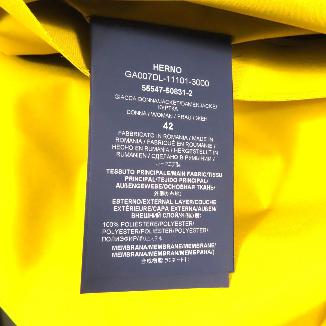 未使用品★Herno ヘルノ 2021年製 GA007DL ラミナー GORE-TEX ナイロンジャケット イエロー 42 伊製 正規品 レディース 定価163900円