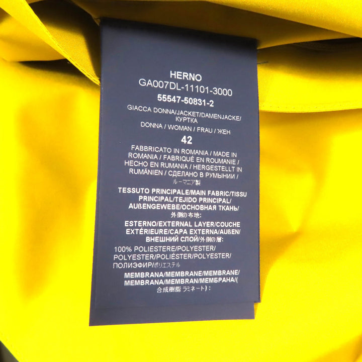 未使用品★Herno ヘルノ 2021年製 GA007DL ラミナー GORE-TEX ナイロンジャケット イエロー 42 伊製 正規品 レディース 定価163900円