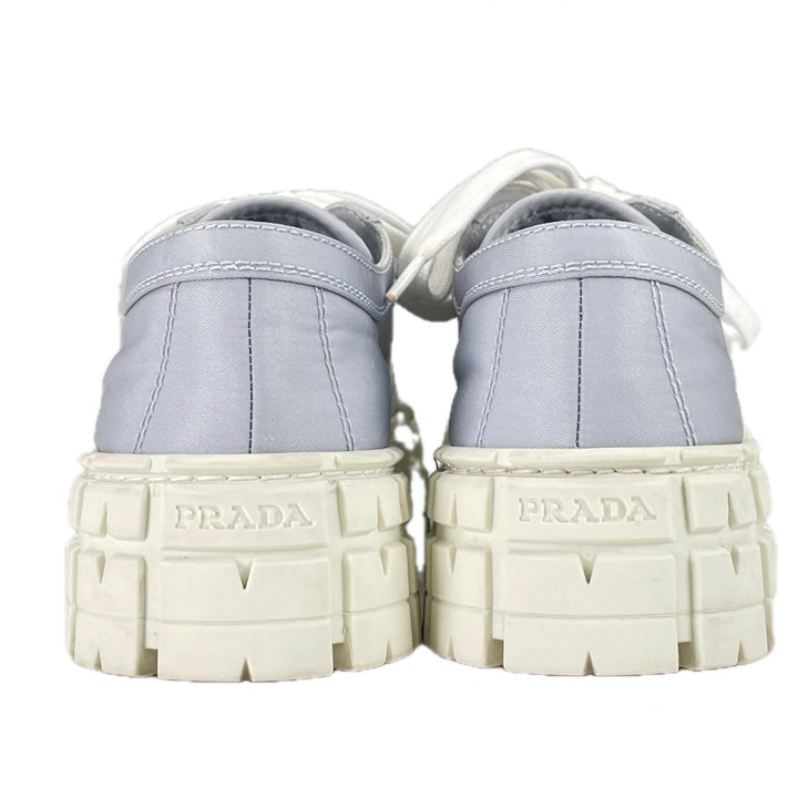 美品▲PRADA プラダ 1E260M Re-Nylon ダブルホイール トライアングルロゴ スニーカー ブルー 35.5 保存袋付き イタリア製 レディース