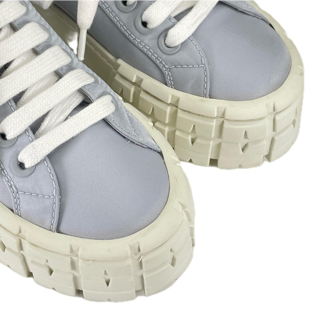 美品▲PRADA プラダ 1E260M Re-Nylon ダブルホイール トライアングルロゴ スニーカー ブルー 35.5 保存袋付き イタリア製 レディース