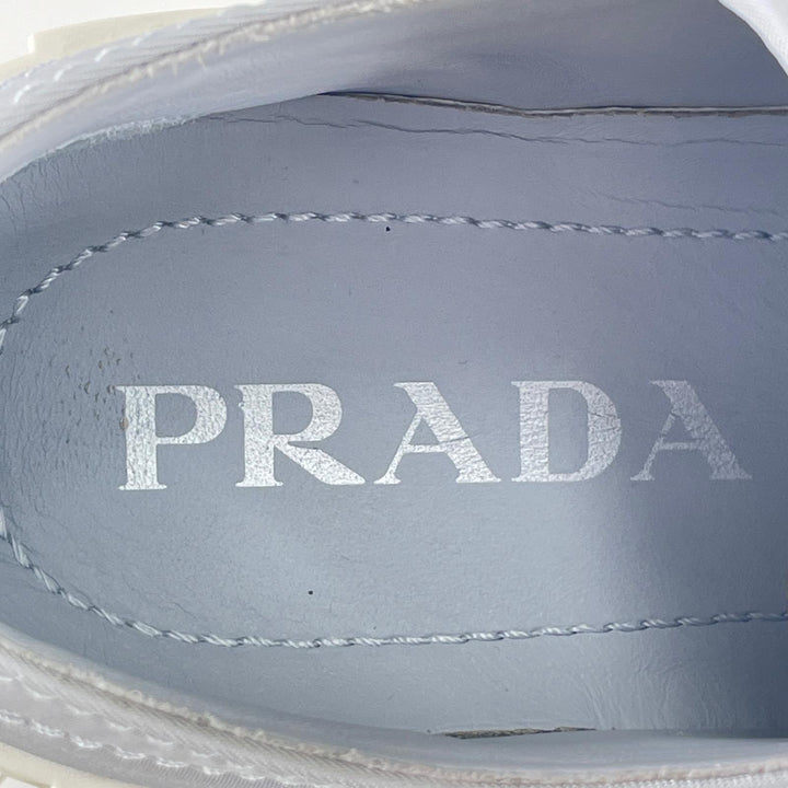 美品▲PRADA プラダ 1E260M Re-Nylon ダブルホイール トライアングルロゴ スニーカー ブルー 35.5 保存袋付き イタリア製 レディース