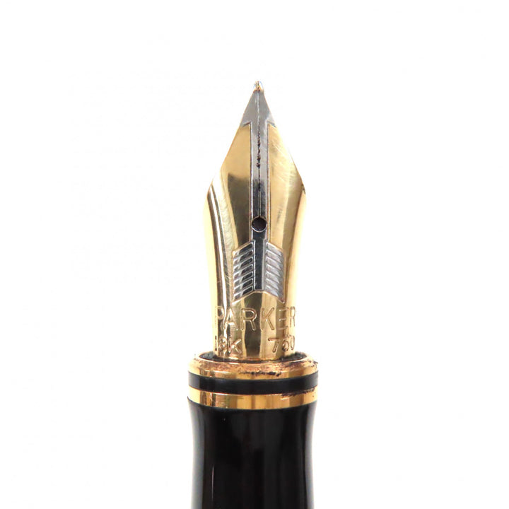 良品▼PARKER パーカー デュオフィールド マーブルレッド インターナショナル 18K Fニブ 万年筆 レッド ゴールド ブラック UK製 メンズ