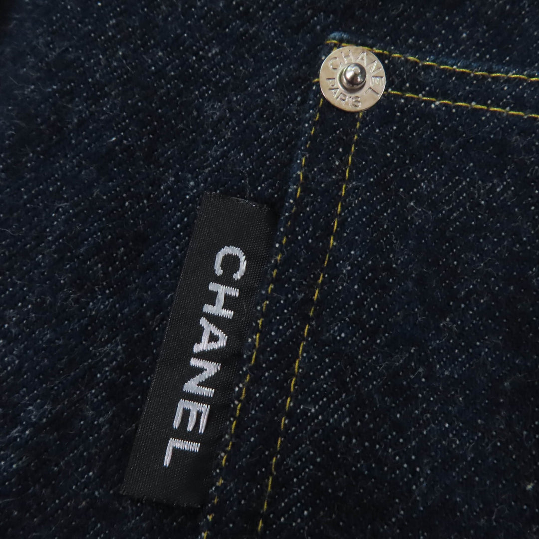 美品☆CHANEL シャネル ヴィンテージ コットン100％ デニムジャケット インディゴ レディース約Mサイズ相当 フランス製 国内正規品