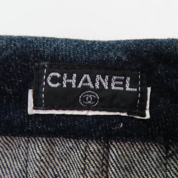 美品☆CHANEL シャネル ヴィンテージ コットン100％ デニムジャケット インディゴ レディース約Mサイズ相当 フランス製 国内正規品