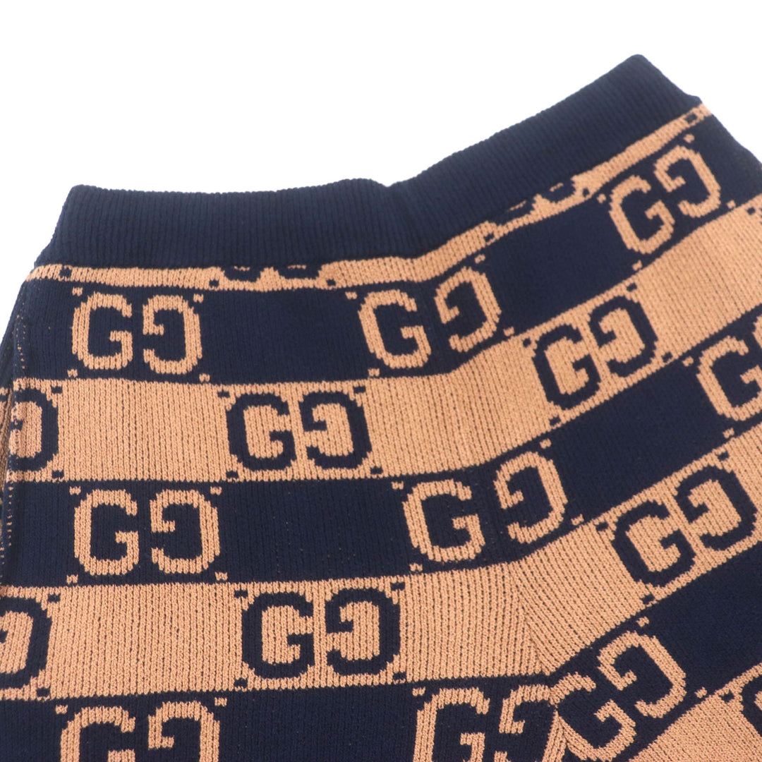 極美品▼GUCCI グッチ 752098 GG コットンジャガードニット ハーフパンツ ショートパンツ ブラウン ネイビー S イタリア製 正規品 メンズ