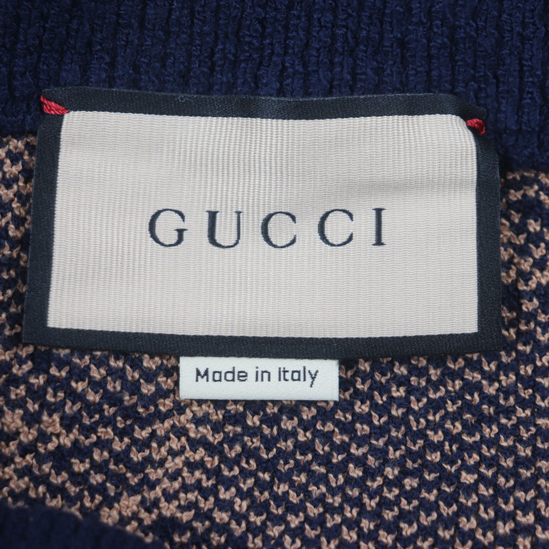 極美品▼GUCCI グッチ 752098 GG コットンジャガードニット ハーフパンツ ショートパンツ ブラウン ネイビー S イタリア製 正規品 メンズ