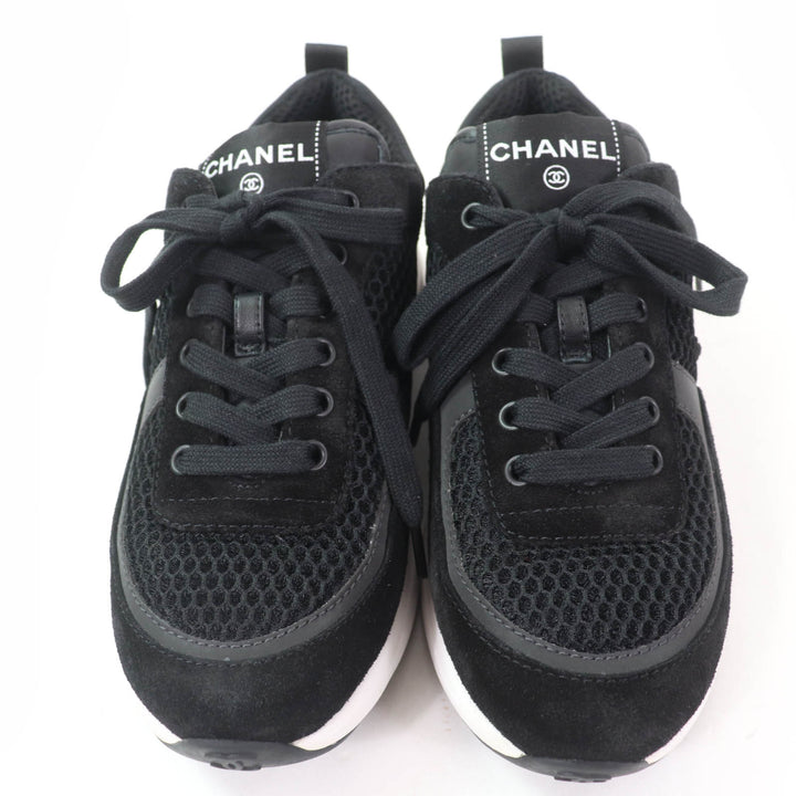 極美品☆CHANEL シャネル 22P G38800 ココマーク スウェードレザー切替 ローカットスニーカー ブラック 36 箱付き イタリア製 レディース