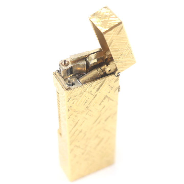 外装極美品□Dunhill ダンヒル クロスカット 総柄 スクエア型 喫煙具 ローラー式 ガスライター ゴールド スイス製 メンズ 着火不可