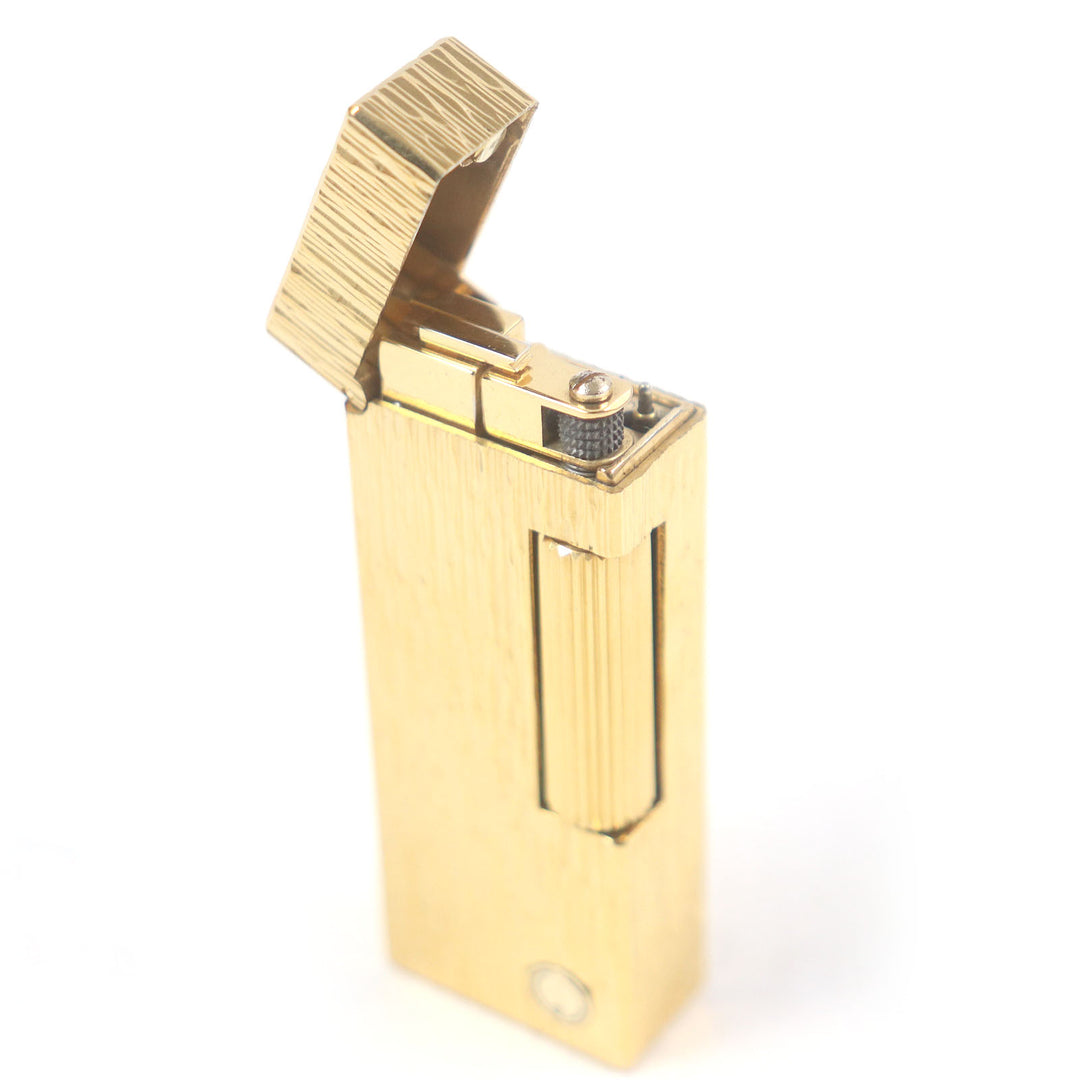 外装極美品□Dunhill ダンヒル ロゴ入り 総柄 スクエア ローラー式 喫煙具 ガスライター ゴールド スイス製 メンズ レディース 着火不可
