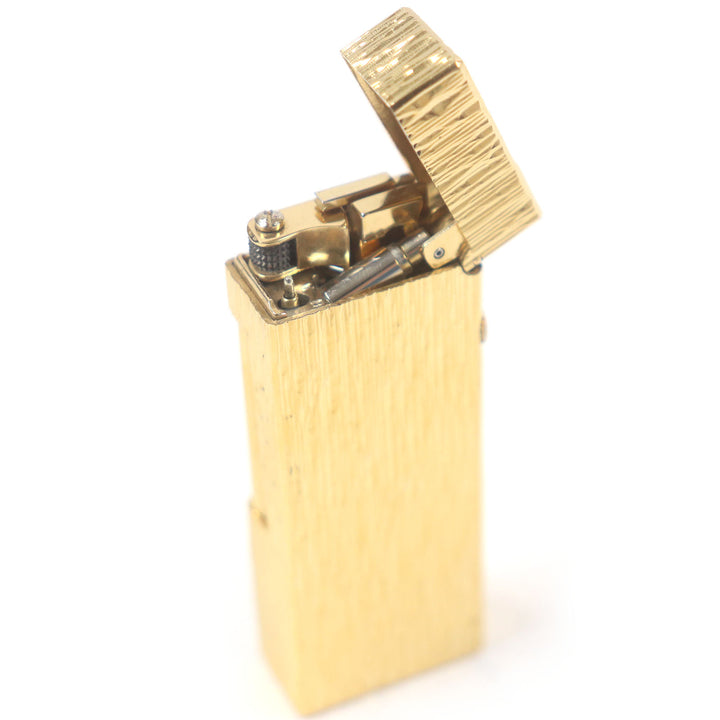 外装極美品□Dunhill ダンヒル ロゴ入り 総柄 スクエア ローラー式 喫煙具 ガスライター ゴールド スイス製 メンズ レディース 着火不可