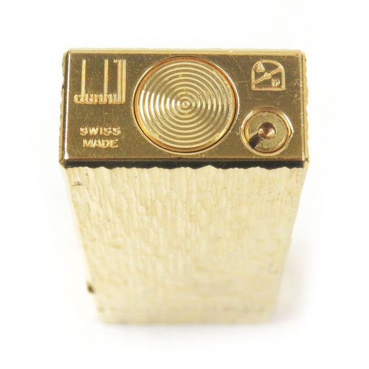 外装極美品□Dunhill ダンヒル ロゴ入り 総柄 スクエア ローラー式 喫煙具 ガスライター ゴールド スイス製 メンズ レディース 着火不可