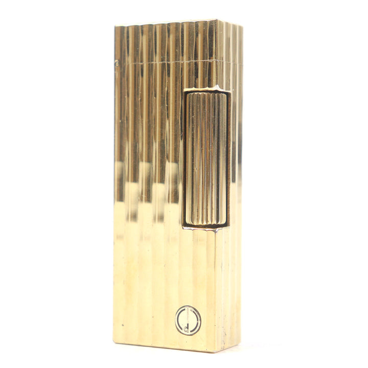 外装美品□Dunhill ダンヒル ストライプ柄 スクエア型 ローラー式 喫煙具 ガスライター ゴールド スイス製 メンズ レディース 着火不可