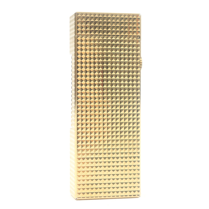 外装美品□Dunhill ダンヒル ダイヤモンド柄 スクエア型 ローラー式 喫煙具 ガスライター ゴールド スイス製 メンズ レディース 着火不可