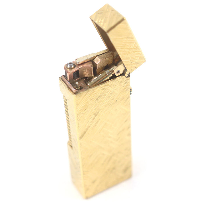 外装美品□Dunhill ダンヒル クロスカット 総柄 スクエア型 ローラー式 喫煙具 ガスライター ゴールド スイス製 メンズ 着火不可