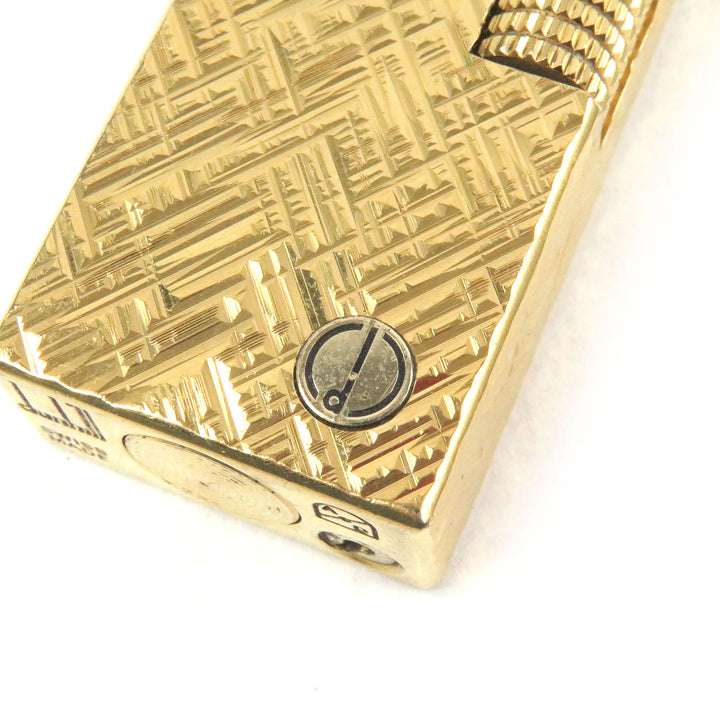 外装美品□Dunhill ダンヒル クロスカット 総柄 スクエア型 ローラー式 喫煙具 ガスライター ゴールド スイス製 メンズ 着火不可