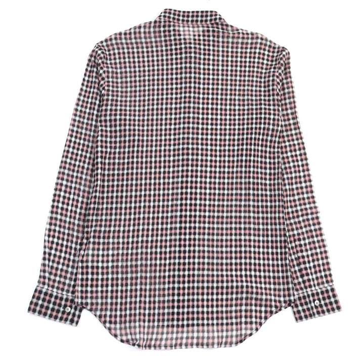 極美品○DIOR ディオール オム 293C516A5571 ロゴボタン 比翼仕立て チェック柄 長袖シャツ ピンク ブラック ホワイト 38 正規品 メンズ