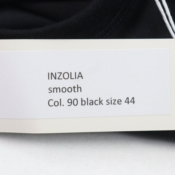 未使用品○ANTICIPO アンティーチポ INZOLIA インツォリア ロゴタグ付き スムースコットン Vネック リブ切替 半袖Ｔシャツ 黒 44 正規品