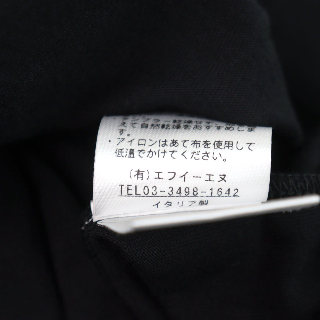 未使用品○ANTICIPO アンティーチポ INZOLIA インツォリア ロゴタグ付き スムースコットン Vネック リブ切替 半袖Ｔシャツ 黒 44 正規品
